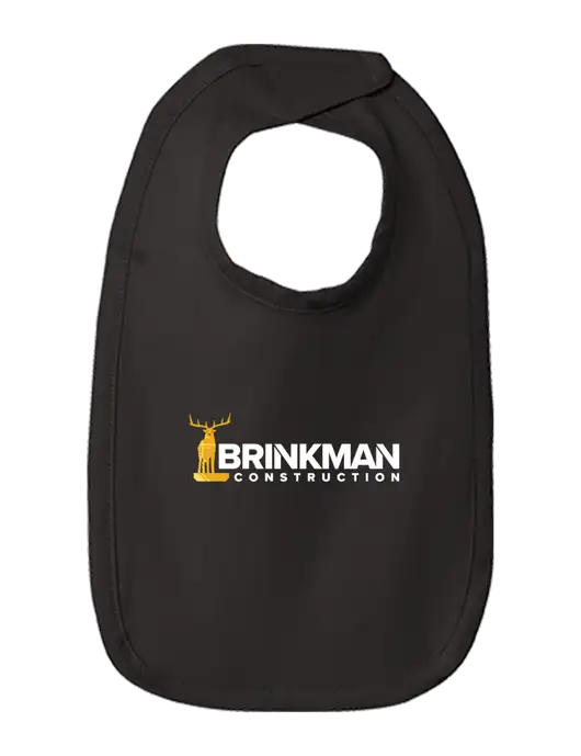 Rabbit Skins Black Infant Premium Jersey Bib w/Brinkman Construction Logo