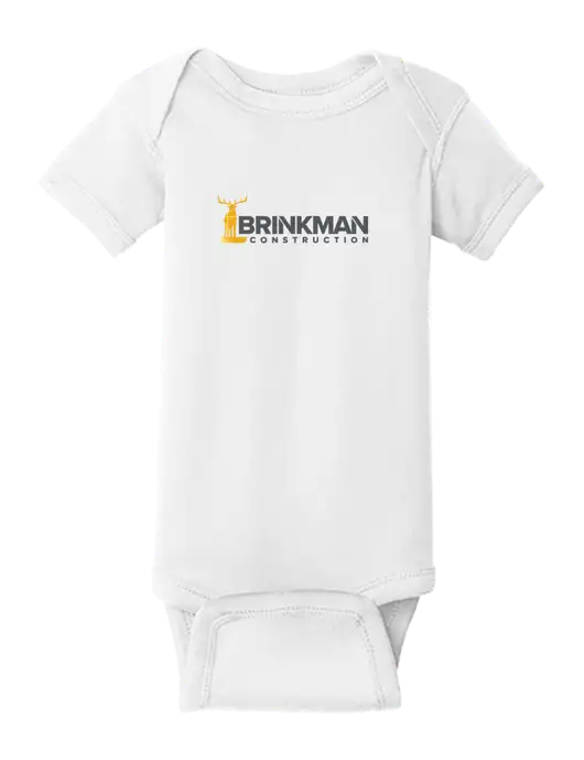 Rabbit Skins White Infant Short Sleeve Baby Rib Bodysuit w/Brinkman Construction Logo