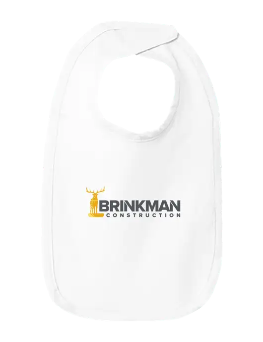 Rabbit Skins White Infant Premium Jersey Bib w/Brinkman Construction Logo