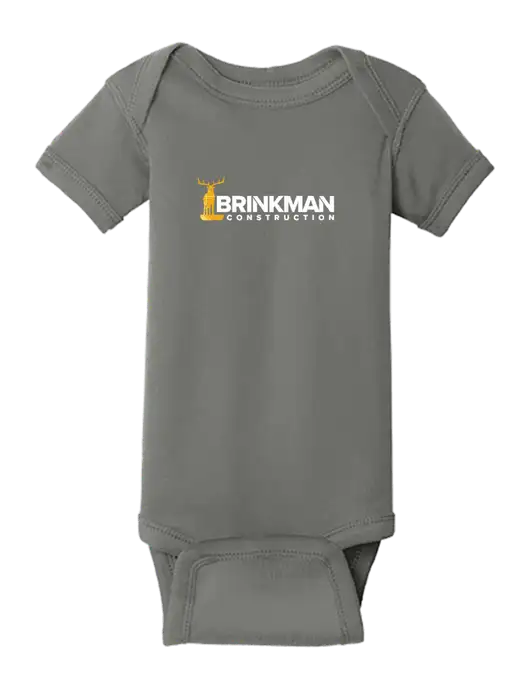 Rabbit Skins Charcoal Infant Short Sleeve Baby Rib Bodysuit w/Brinkman Construction Logo