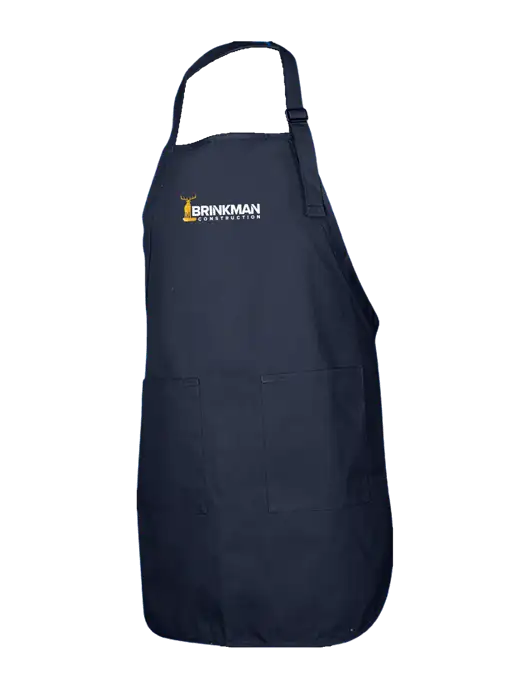 Full-Length Navy Apron With Pockets w/Brinkman Construction Logo
