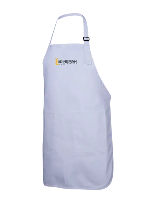 Full-Length White Apron With Pockets w/Brinkman Construction Logo
