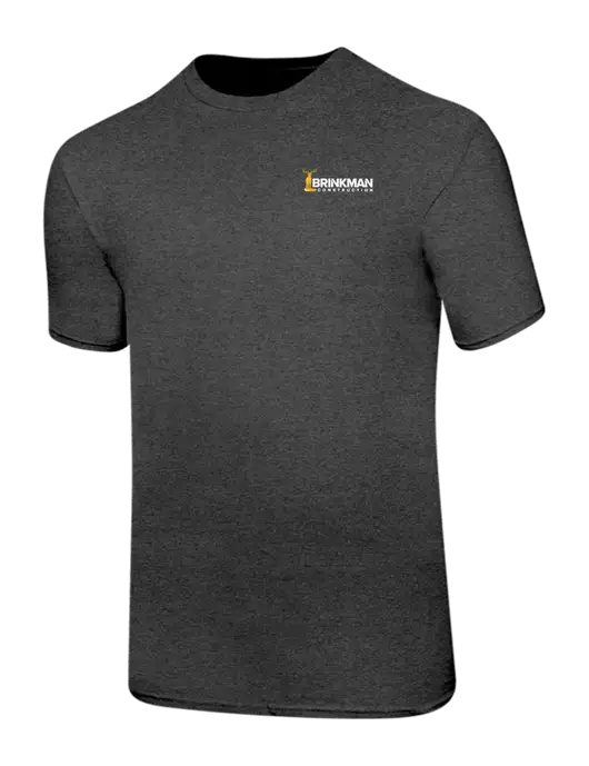 Ring Spun Dark Heather Grey 4.5 oz T-Shirt w/Brinkman Construction Logo