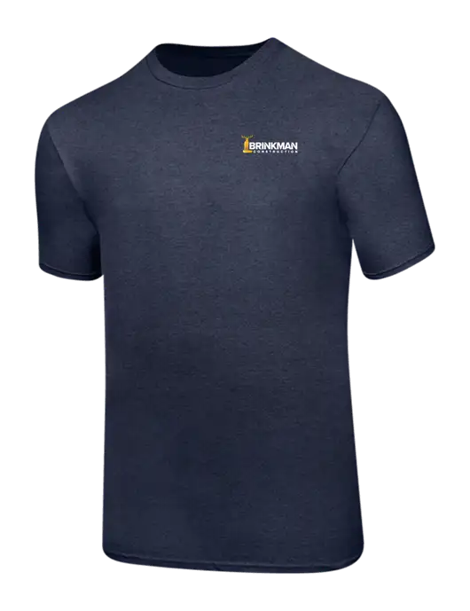Ring Spun Heather Navy 4.5 oz T-Shirt w/Brinkman Construction Logo