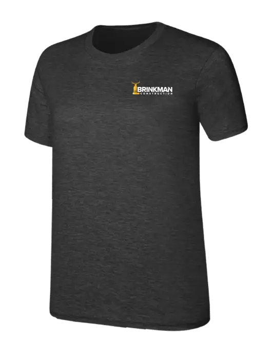 Womens Ring Spun Dark Heather Grey 4.5 oz T-Shirt w/Brinkman Construction Logo