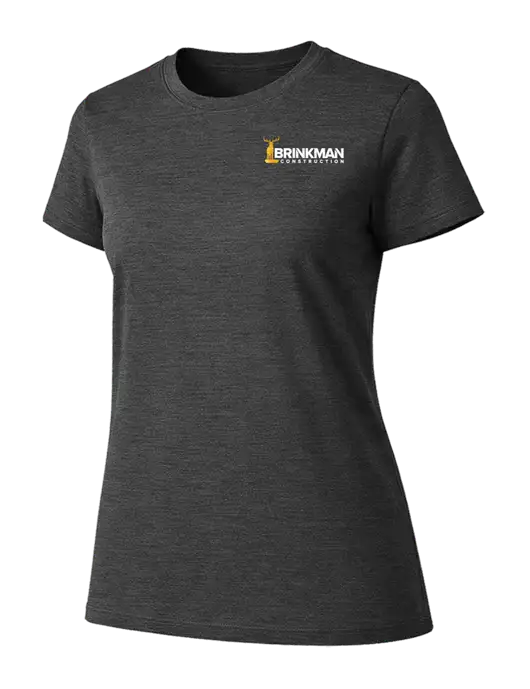 Womens Ring Spun Dark Heather Grey 4.5 oz T-Shirt w/Brinkman Construction Logo