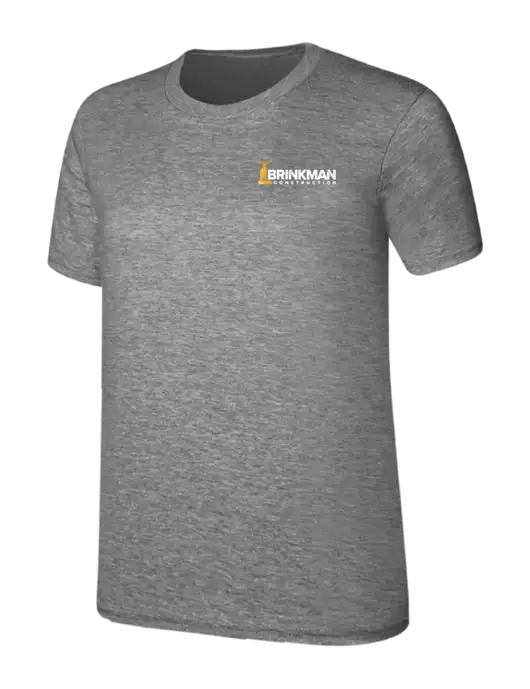 Womens Ring Spun Light Grey Heather 4.5 oz T-Shirt w/Brinkman Construction Logo