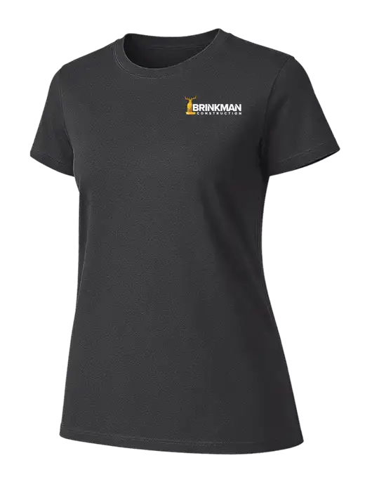 Womens Ring Spun Charcoal 4.5 oz T-Shirt w/Brinkman Construction Logo