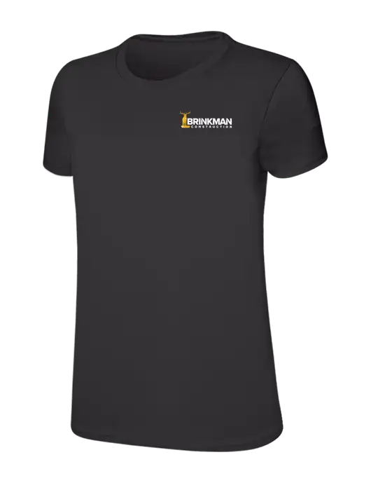 Womens Ring Spun Charcoal 4.5 oz T-Shirt w/Brinkman Construction Logo