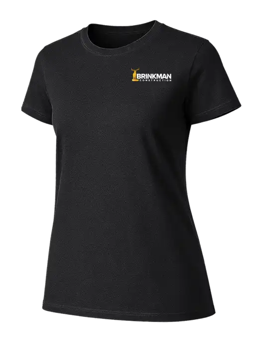 Womens Ring Spun Jet Black 4.5 oz T-Shirt w/Brinkman Construction Logo