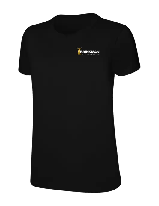 Womens Ring Spun Jet Black 4.5 oz T-Shirt w/Brinkman Construction Logo