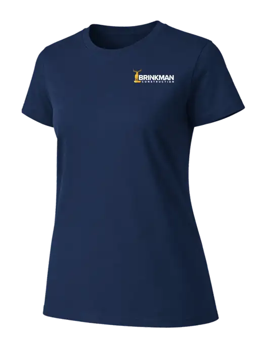 Womens Ring Spun Navy 4.5 oz T-Shirt w/Brinkman Construction Logo