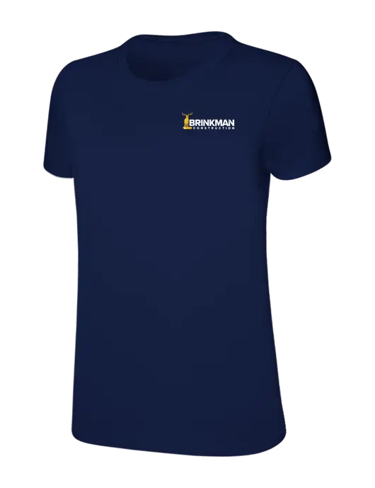 Womens Ring Spun Navy 4.5 oz T-Shirt w/Brinkman Construction Logo