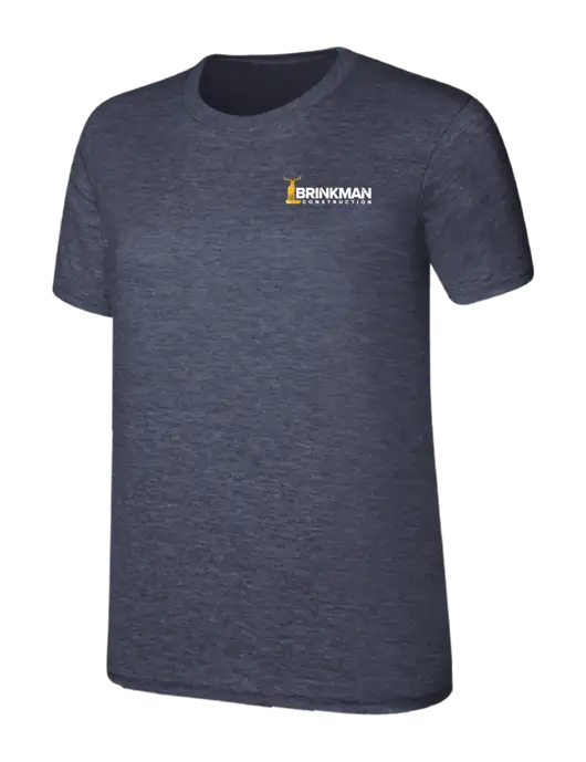 Womens Ring Spun Heather Navy 4.5 oz T-Shirt w/Brinkman Construction Logo