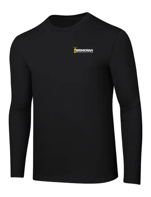Ring Spun Jet Black 4.5 oz Long Sleeve T-Shirt w/Brinkman Construction Logo