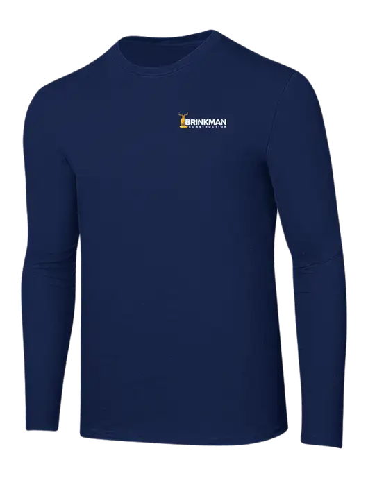 Ring Spun Navy 4.5 oz Long Sleeve T-Shirt w/Brinkman Construction Logo