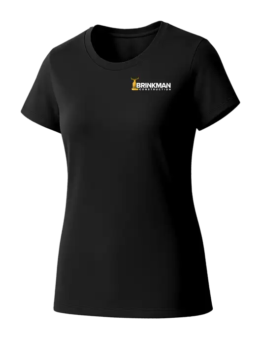 Womens Seriously Soft Black T-Shirt w/Brinkman Construction Logo