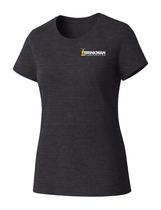 Womens Seriously Soft Heathered Charcoal T-Shirt w/Brinkman Construction Logo