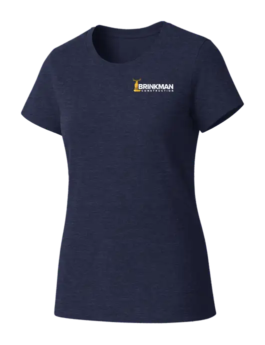 Womens Seriously Soft Heathered Navy T-Shirt w/Brinkman Construction Logo