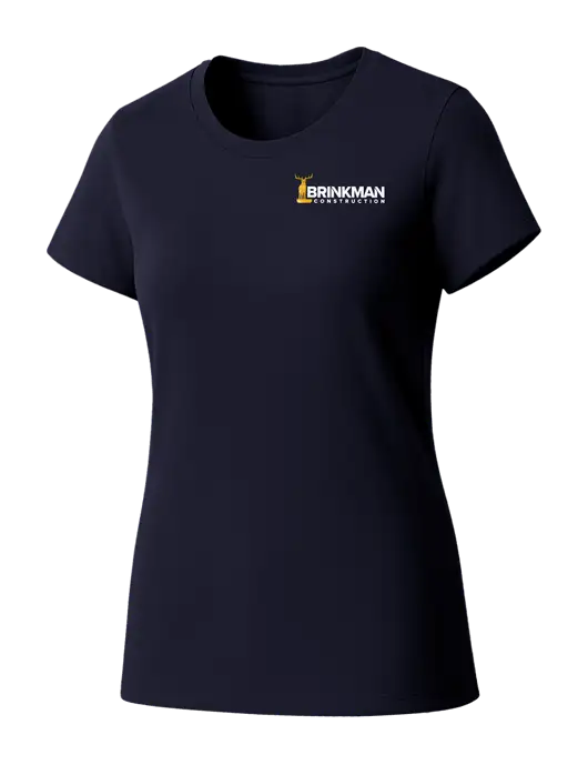 Womens Seriously Soft New Navy T-Shirt w/Brinkman Construction Logo