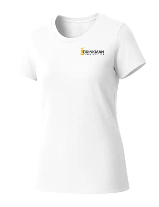 Womens Seriously Soft White T-Shirt w/Brinkman Construction Logo