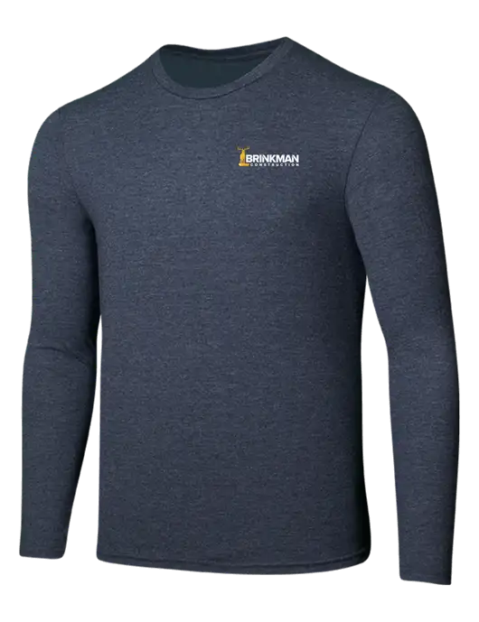 Seriously Soft Heathered Navy Long Sleeve T-Shirt w/Brinkman Construction Logo