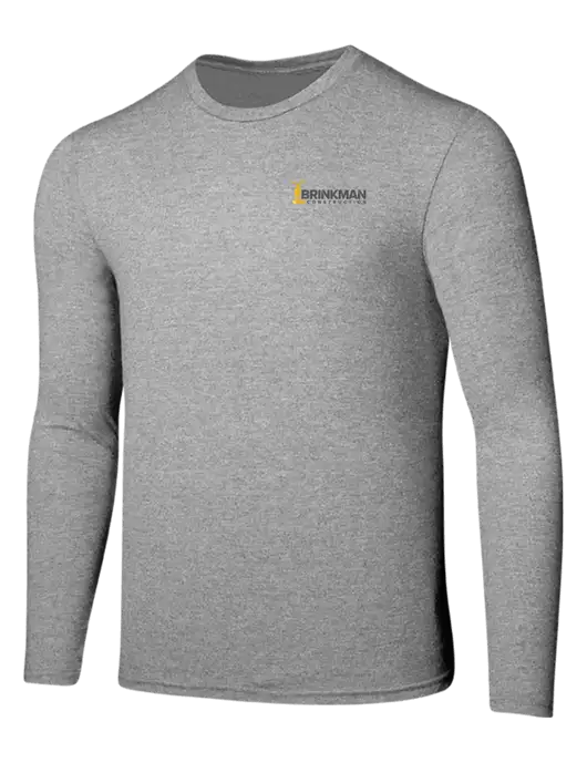 Seriously Soft Light Heathered Grey Long Sleeve T-Shirt w/Brinkman Construction Logo