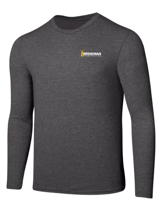 Seriously Soft Heathered Charcoal Long Sleeve T-Shirt w/Brinkman Construction Logo