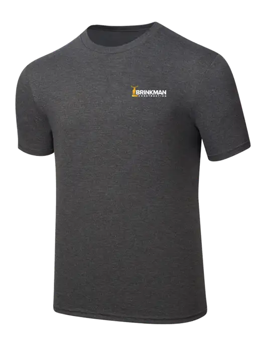 Simply Soft Heathered Charcoal 4.5oz  Poly/Combed Ring Spun Cotton T-Shirt w/Brinkman Construction Logo