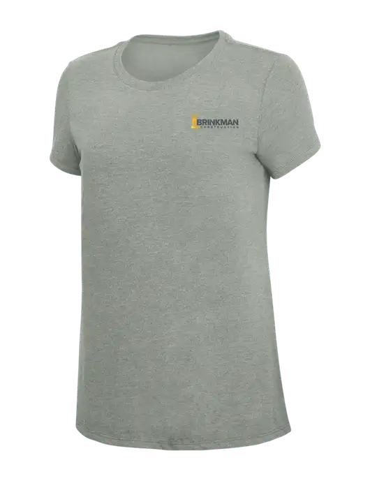 Womens Simply Soft Grey Frost 4.5oz  Poly/Combed Ring Spun Cotton T-Shirt w/Brinkman Construction Logo