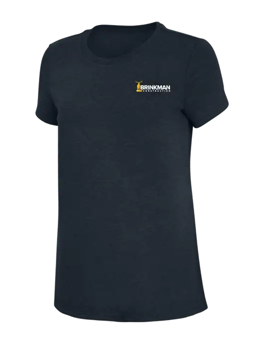 Womens Simply Soft Navy 4.5oz Poly/Combed Ring Spun Cotton T-Shirt w/Brinkman Construction Logo