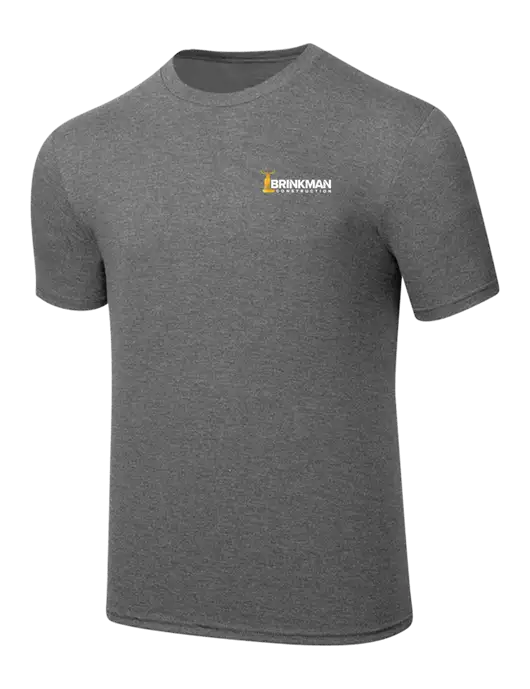 Simply Soft Heathered Medium Grey 4.5oz  Poly/Combed Ring Spun Cotton T-Shirt w/Brinkman Construction Logo