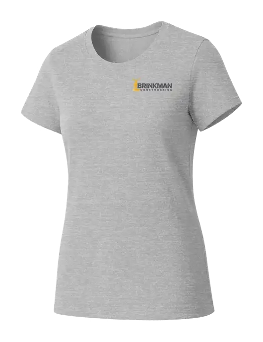 Womens Seriously Soft Light Heathered Grey T-Shirt w/Brinkman Construction Logo