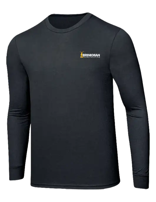 Simply Soft Long Sleeve Black Frost 4.5 oz, Poly/Combed Ring Spun Cotton T-Shirt w/Brinkman Construction Logo