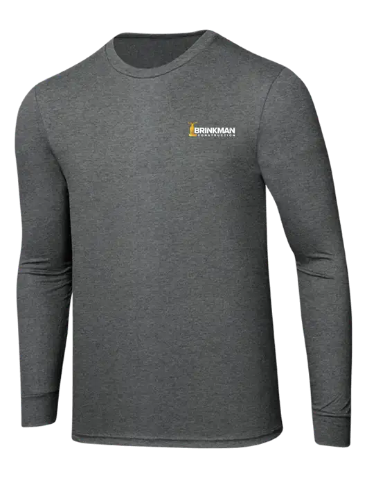 Simply Soft Long Sleeve Medium Grey Frost 4.5 oz, Poly/Combed Ring Spun Cotton T-Shirt w/Brinkman Construction Logo
