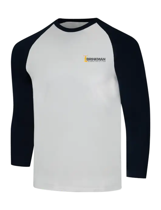 Simply Soft 3/4 Sleeve Black/White Ring Spun Cotton T-Shirt w/Brinkman Construction Logo