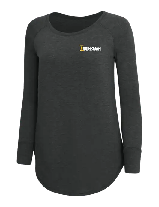 Womens Perfect Wide Collar Tunic Tri-Blend Black Frost 4.5 oz T-Shirt w/Brinkman Construction Logo