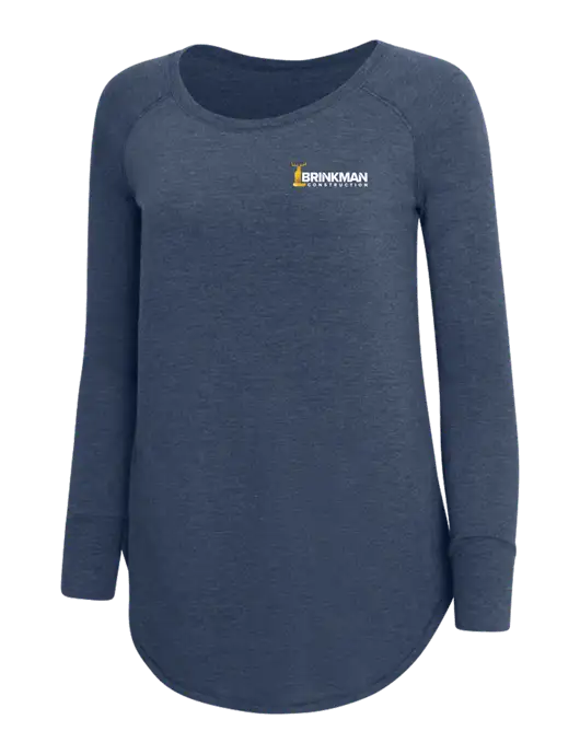 Womens Perfect Wide Collar Tunic Tri-Blend Navy Frost 4.5 oz T-Shirt w/Brinkman Construction Logo