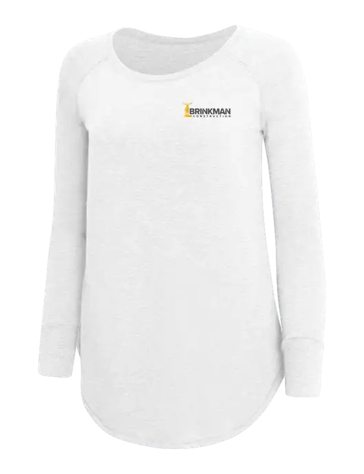 Womens Perfect Wide Collar Tunic Tri-Blend White 4.5 oz T-Shirt w/Brinkman Construction Logo