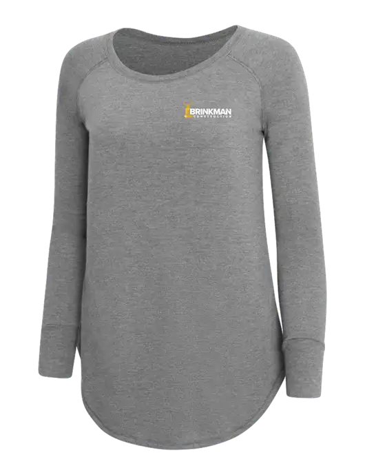 Womens Perfect Wide Collar Tunic Tri-Blend Grey Frost 4.5 oz T-Shirt w/Brinkman Construction Logo