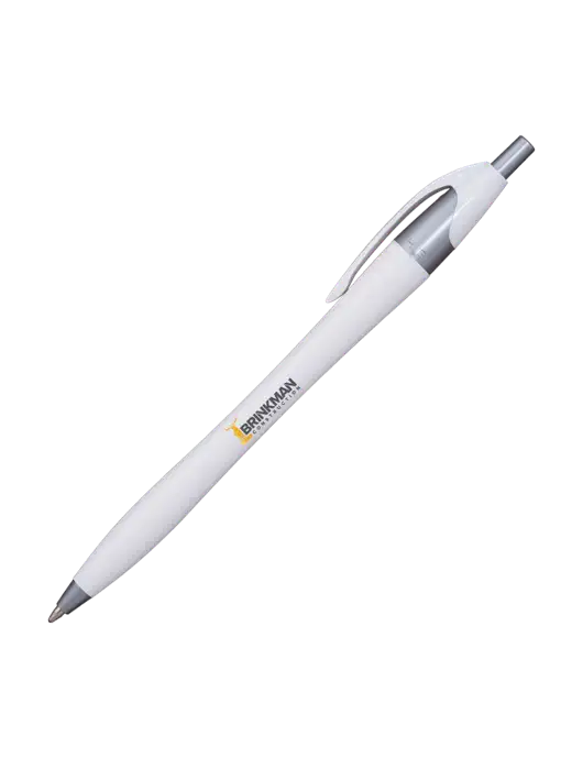 Novella White/Silver Shimmer Pen - Blue Ink w/Brinkman Construction Logo