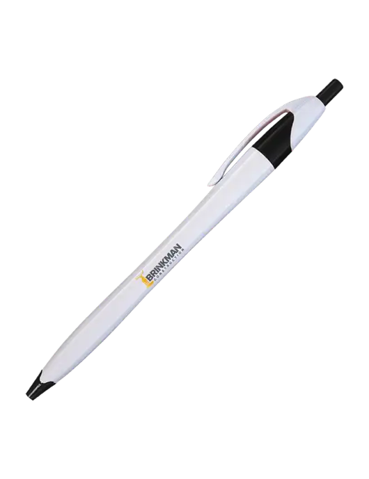 Novella White/Black Classic Pen - Blue Ink w/Brinkman Construction Logo