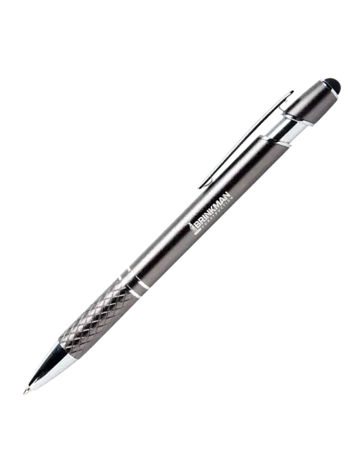 Valencia Gunmetal Stylus Pen - Black Ink w/Brinkman Construction Logo