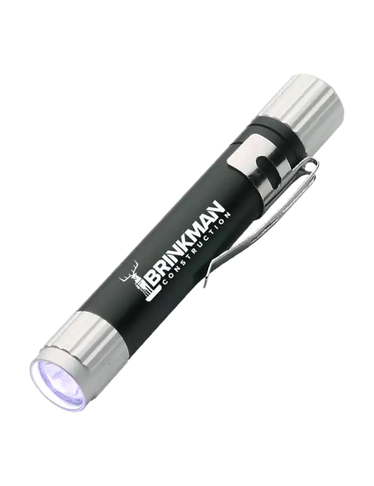 Black Aluminum LED Penlight w/Brinkman Construction Logo