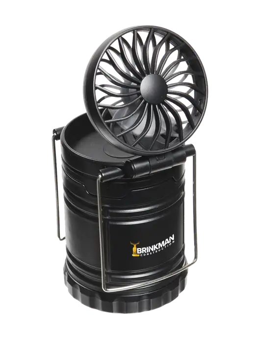 Black Retro Lantern with Fan w/Brinkman Construction Logo