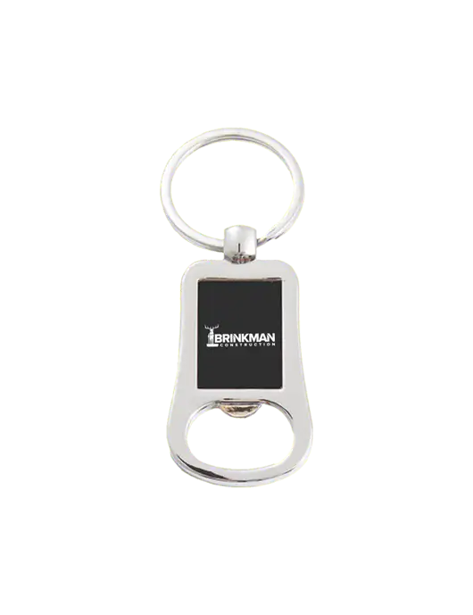 Silver & Black Bottle Opener Keychain w/Brinkman Construction Logo