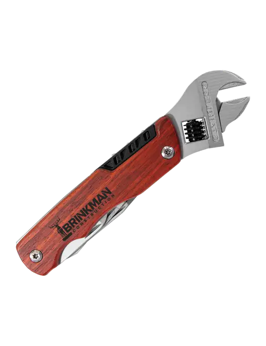 Wood Handle Wrench Multi Tool with Case w/Brinkman Construction Logo