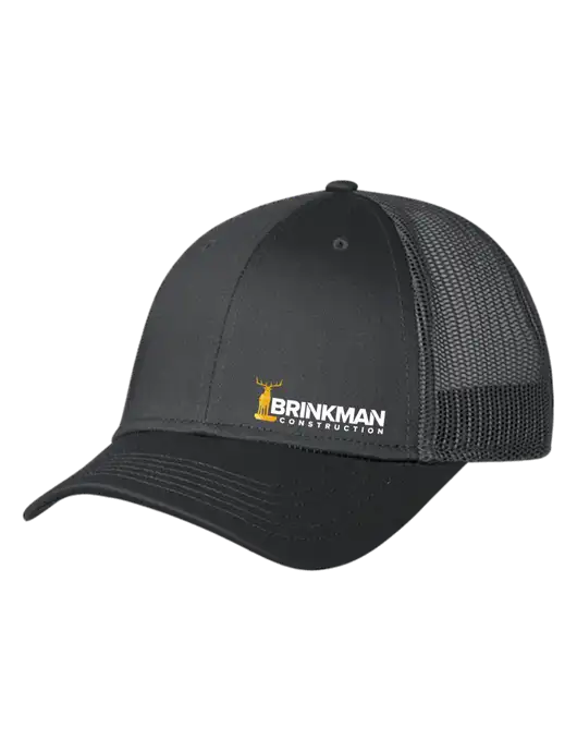 Charcoal Mesh Trucker Cap Snap Back w/Brinkman Construction Logo