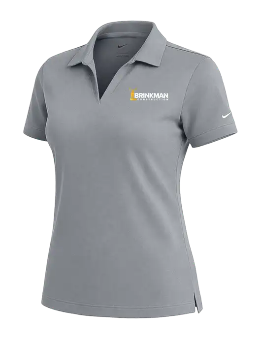 NIKE Medium Grey Womens Dri-Fit Micro Pique Polo w/Brinkman Construction Logo