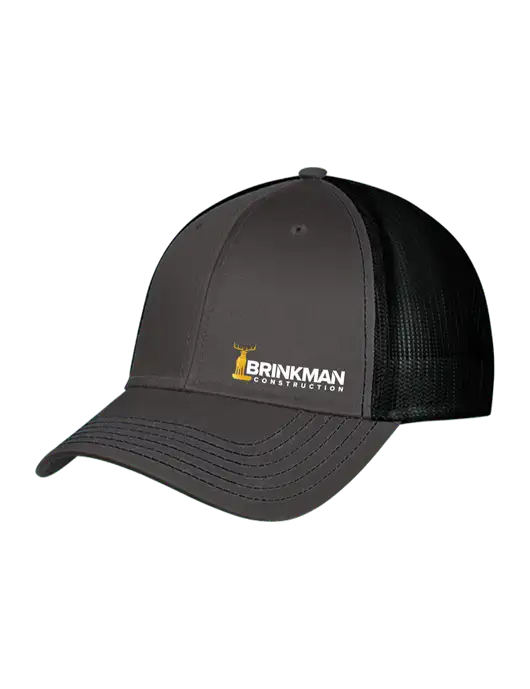 Charcoal & Black Mesh Trucker Cap Snap Back w/Brinkman Construction Logo